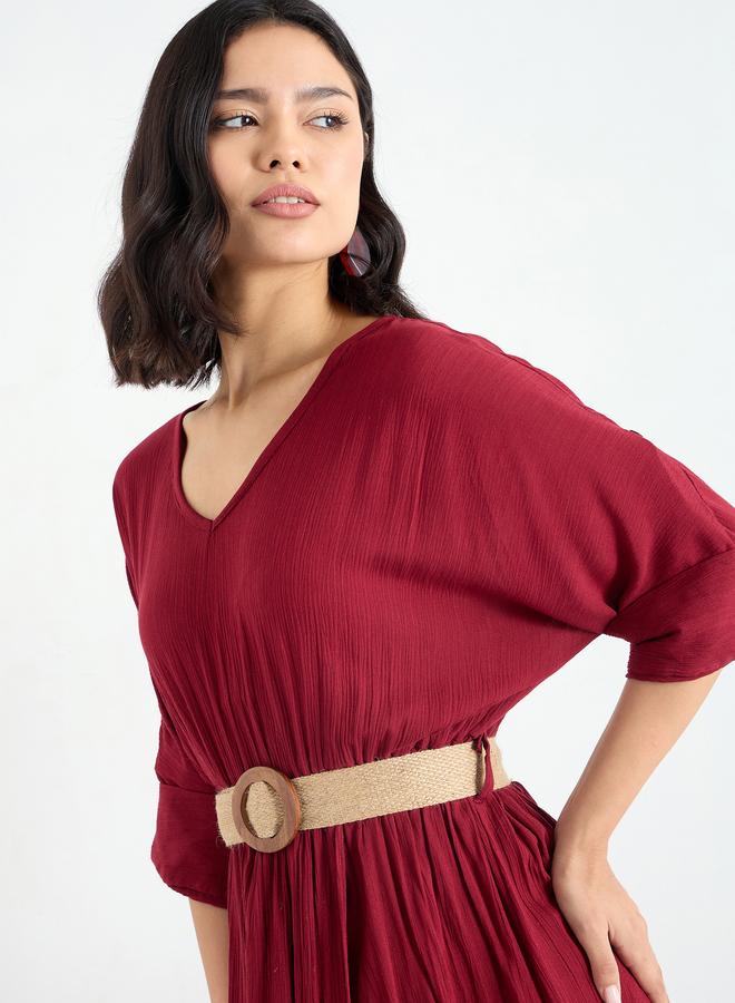 ستايلي فستان طويل بتفاصيل حزام - Image 4