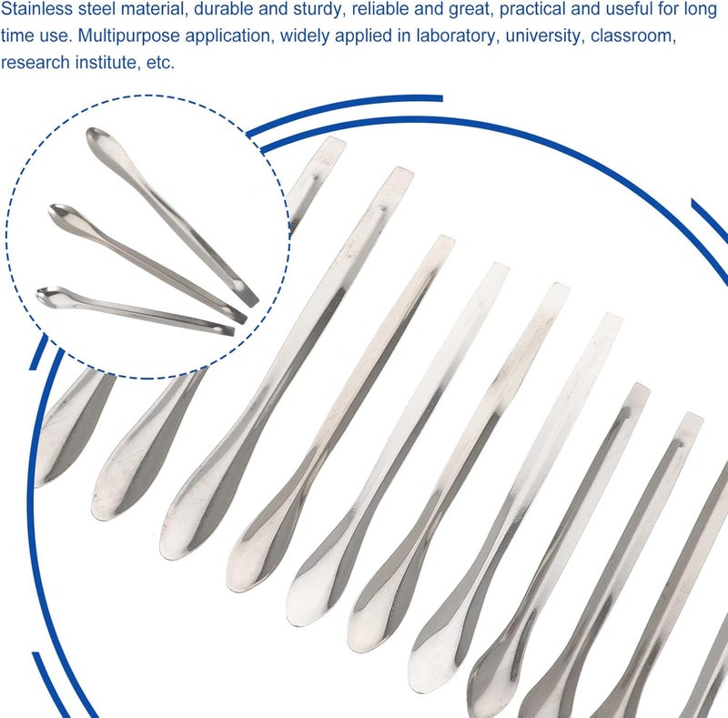 klarako 12pcs Spoon Mini Scklarakos Mini Tools Stainless Steel Scraper lab Spatula Micro Experimental Measuring Scklarako Stainless Steel Measure Scklarako Experiment Measuring Scklarako Metal Set - Image 4