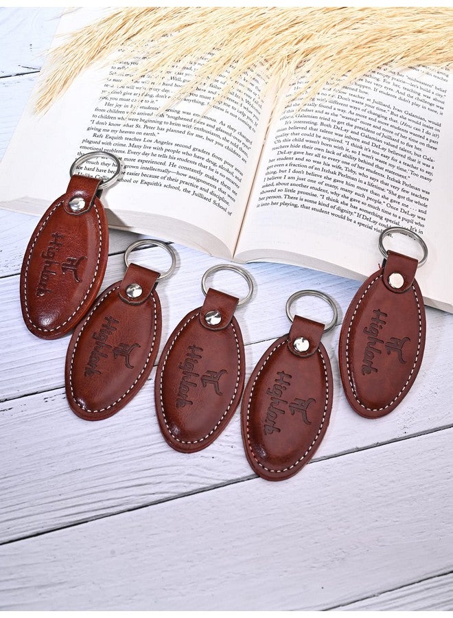 Highlark Leather Keyring & Keychain | Uses for Home, Office, Car & Bike | Ideal for Gifting | Durable and Stylish Key Holder | Heavy Duty Leather Keychain For Men & Women (Set of 5) - Image 1