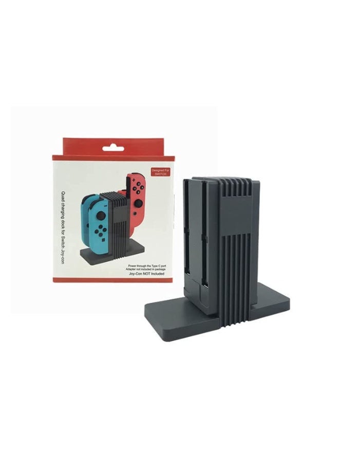 4-in-1 Charging Dock for Nintendo Switch Joy-Con, Storage Holder Stand, Simultaneously Charge 4 Controllers, Dual LED Indicators, Type-C Powered with USB Cable, Compatible with Switch NS Controller