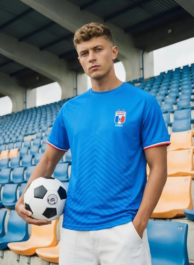 Styli Active Blue Men France Short Sleeve Jersey FIFA Football T-Shirt for Men | Best Price UAE
