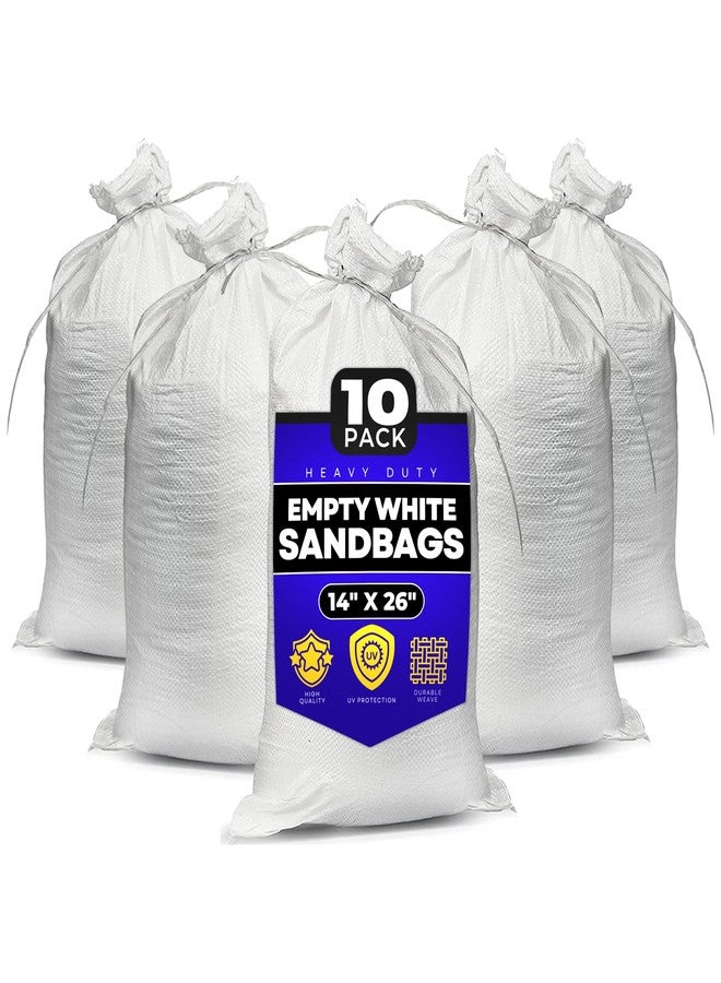 TAPIX Sand bags with Ties 14" x 26" (Pack of 10) - Sand bags for Flooding, Woven Polypropylene Sandbags, 50 lbs Capacity, 14x26 inches, White - Image 1