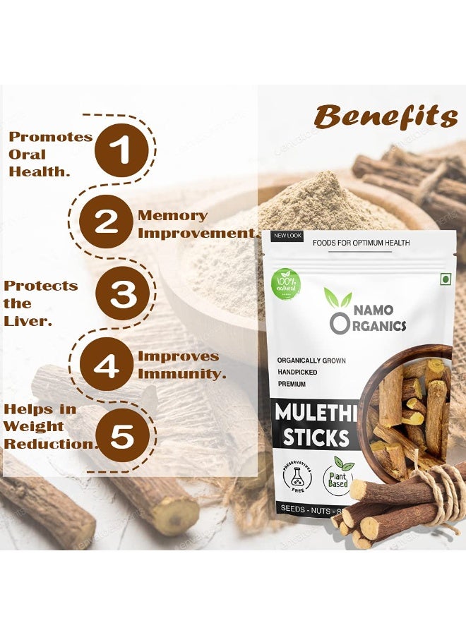Namo Organics Mulethi Stick For Eating - 100 Gms - Yashtimadhu/Licorice Roots For Throat - Image 2