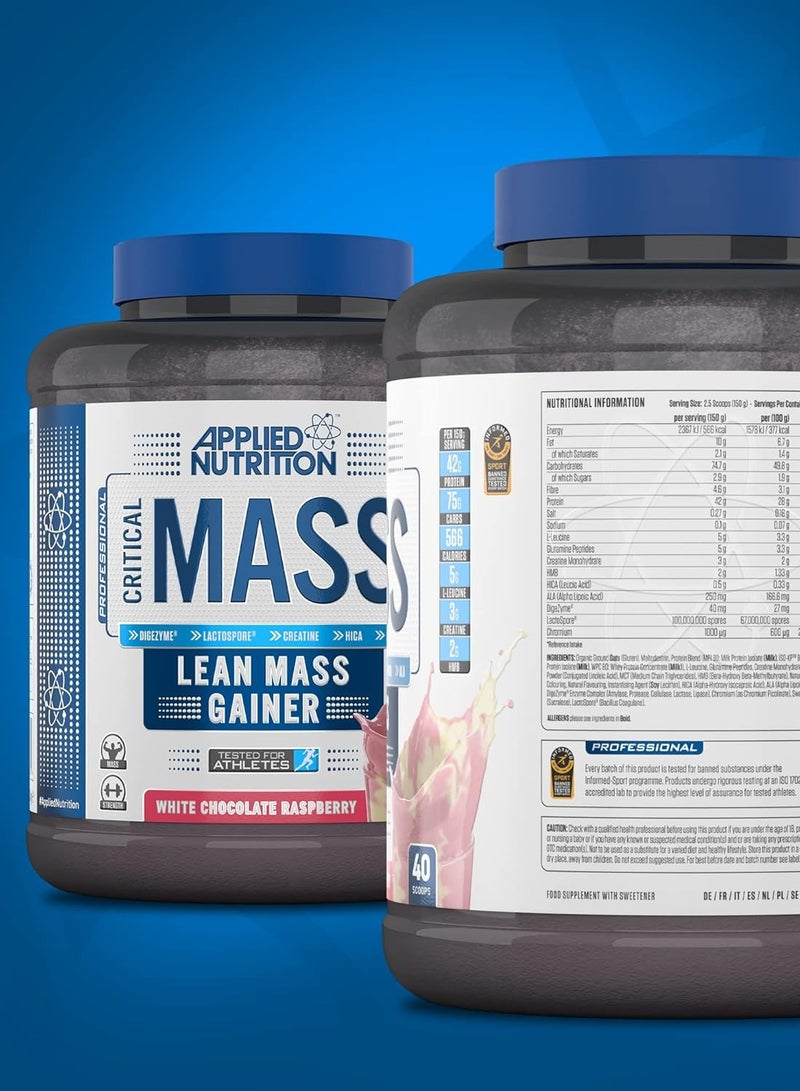 Applied Nutrition Critical Mass 2.4Kg White Chocolate Raspberry Flavor 16 Serving - Image 2