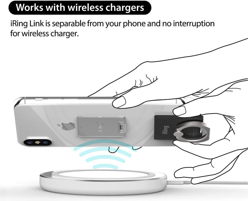 iRing Link, Made in Korea, Wireless Charging Friendly Phone Holder - Cell Phone Ring Grip Finger Holder and Stand Compatible with iPhone, Galaxy, and Other Smartphones(Matt Black) - Image 4