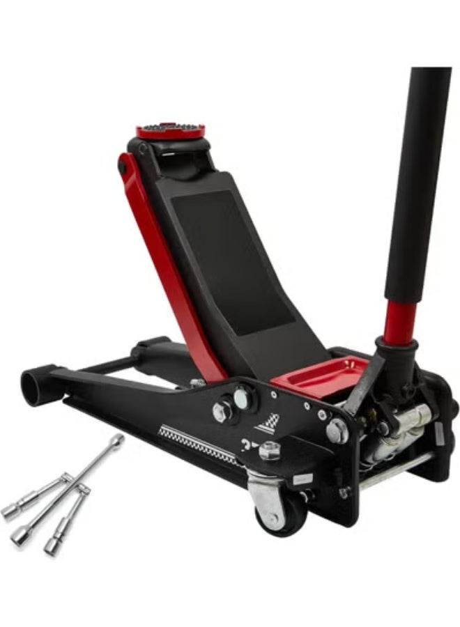 3 Ton Low Profile Floor Jack – Heavy-Duty Steel Car Lift with Dual Pistons & Quick Lift Pump, Includes Lug Wrench - Image 1