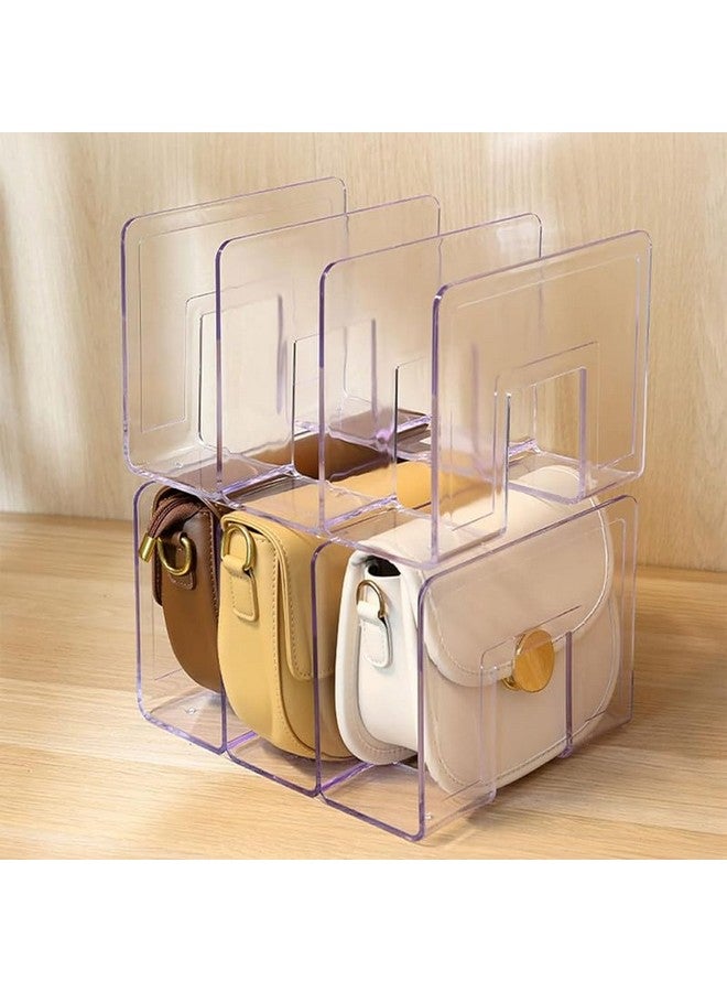 MosQuick® 3 Compartment Purse Organiser Bag Stand Acrylic Organizer book stand for table File Organiser Multifunctional purse organiser for wardrobe Book Organizer Handbag Organizer Transparent - Image 3