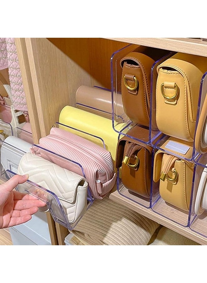 MosQuick® 3 Compartment Purse Organiser Bag Stand Acrylic Organizer book stand for table File Organiser Multifunctional purse organiser for wardrobe Book Organizer Handbag Organizer Transparent - Image 1