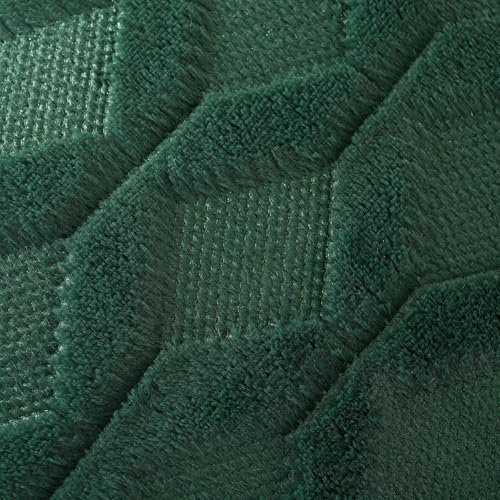 Volcanics Pack of 2 Faux Wool Throw Pillow Covers 20x20 Inches Decorative Farmhouse Velvet Couch Pillow Case Soft Plush Square Boho Cushion Pillowcase, Dark Green - Image 4