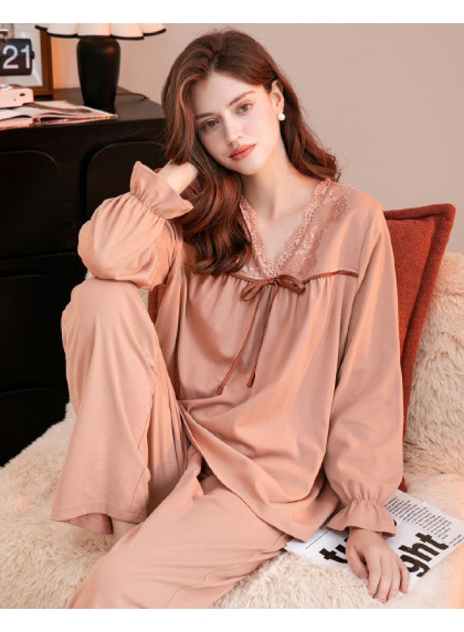 Fenton طقم نوم أنيق بأكمام طويلة مع حواف دانتيل قابلة للفك للنساء - Image 1