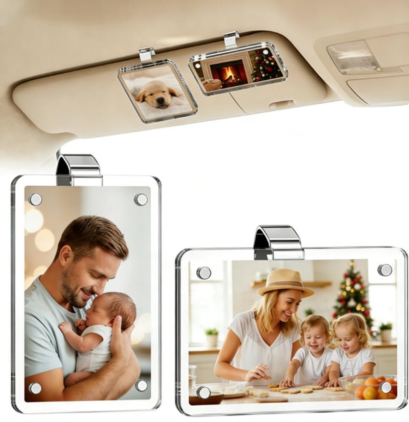 BDFHYK ONROAD AUTOTECH 2Pcs Visor Clips for Cars 35x24inch Car Picture Holder Adding Family or Personal Photos Personalized Car Accessories Magnetic Gift for Couples Family Pet - Image 1