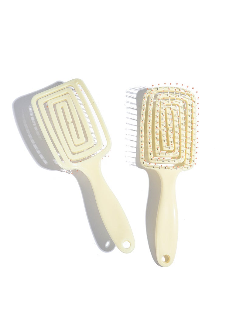 Generic Hollow Blow Dry Massage Comb Square Styling Yellow 