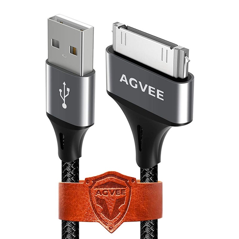 AGVEE 2 Pack 10ft 30 Pin Charger Cable Charging for Old iPod Touch 4 3 2 1 Nano, iPod Classic 3 2 1, Old iPad 1 2 3, Old iPhone 4 4S 3G 3GS, Dark Gray - Image 1