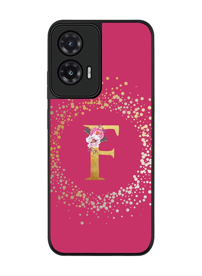 For Motorola Moto G35 Case,Slim fit Camera Protection, Shockproof Thin Phone cover  - Custom Monogram Floral - F ( Deep Pink )