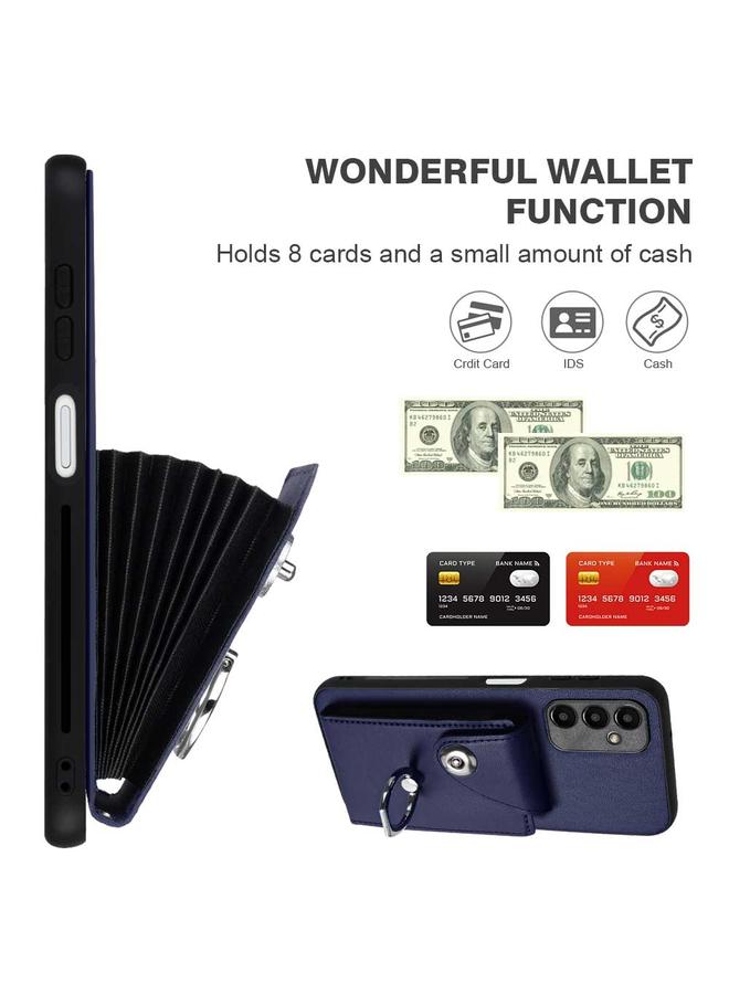 S-TOP Case For Samsung Galaxy A14 5G Organ Card Bag Ring Holder PU Phone Case with Lanyard - Image 4