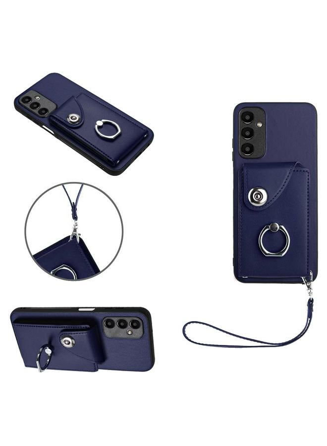 S-TOP Case For Samsung Galaxy A14 5G Organ Card Bag Ring Holder PU Phone Case with Lanyard - Image 1