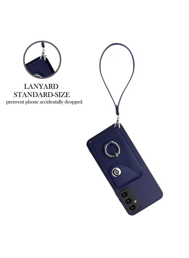 S-TOP Case For Samsung Galaxy A14 5G Organ Card Bag Ring Holder PU Phone Case with Lanyard - Image 3