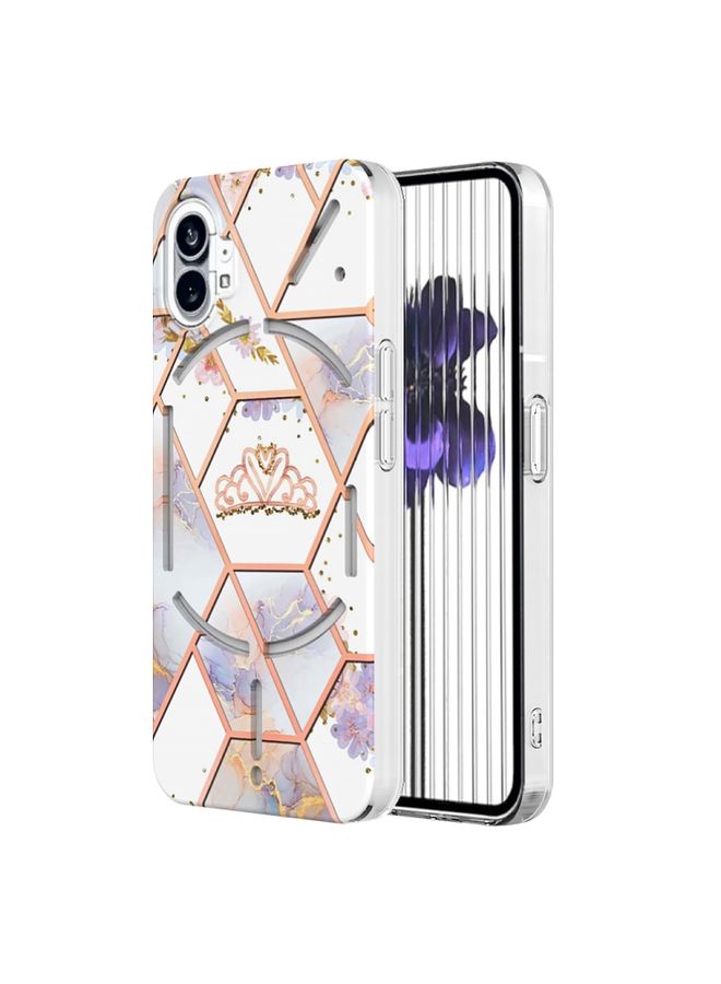 Case Cover For Nothing Phone 1 Electroplating Marble Flower Pattern TPU Phone Case Crown