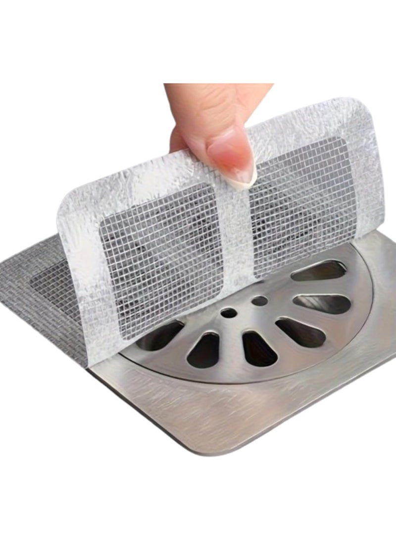 10 PCS Shower Drain Hair Catcher Stickers, Self-Adhesive Sink Mesh Filter, Disposable Floor Drain Protector for Bathroom Kitchen, Prevent Clogs & Block Insects - Image 1