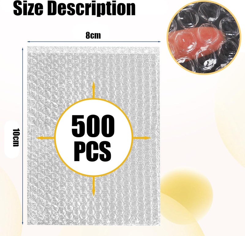 AODESTINY 500 قطعة من أكياس الفقاعات للتغليف - 3.15 × 4 بوصة أكياس فقاعات شفافة للشركات الصغيرة في النقل والشحن والتغليف والتخزين - Image 2
