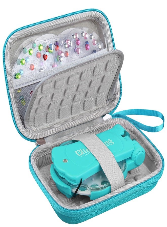 BOVKE Carrying Case for blinger Diamond Collection Starter Kit Gem Stamper, Mesh Pocket for Gems Rhinestones, Blinger Kids Hair Styling Tool Storage Travel Bag Perfect Gift for Girls Womens, Turquoise - Image 1