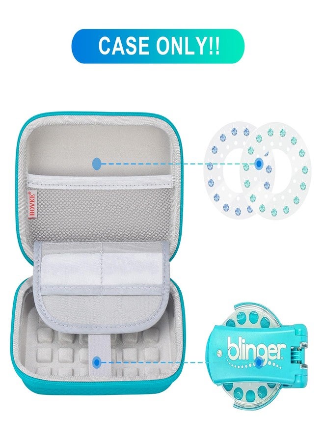 BOVKE Carrying Case for blinger Diamond Collection Starter Kit Gem Stamper, Mesh Pocket for Gems Rhinestones, Blinger Kids Hair Styling Tool Storage Travel Bag Perfect Gift for Girls Womens, Turquoise - Image 2