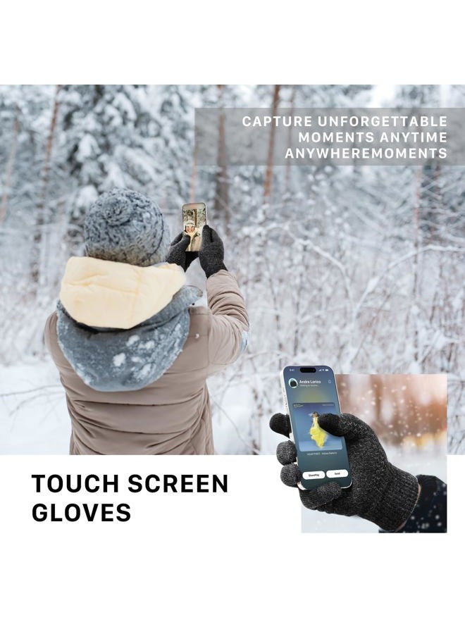 Premillow Winter Gloves - Gloves for Men Women, Wool Fleece Liner Mens Gloves with Touchscreen, Warm Knit Gloves for Women Cold Weather, Insulated Gloves for Skiing Running Driving Cycling - Image 3