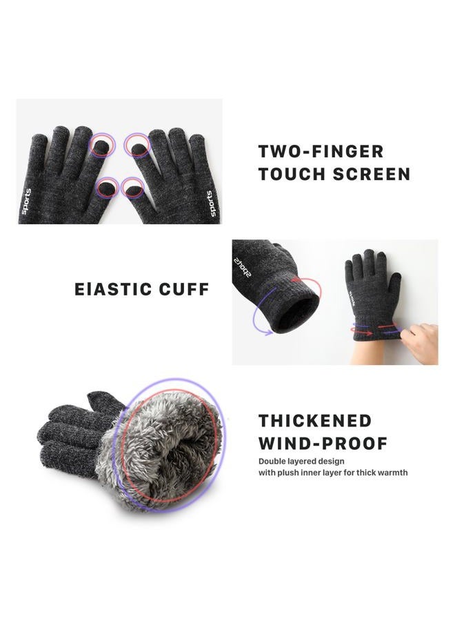 Premillow Winter Gloves - Gloves for Men Women, Wool Fleece Liner Mens Gloves with Touchscreen, Warm Knit Gloves for Women Cold Weather, Insulated Gloves for Skiing Running Driving Cycling - Image 4