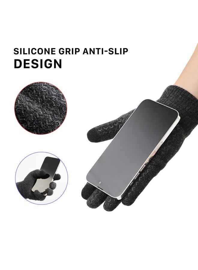 Premillow Winter Gloves - Gloves for Men Women, Wool Fleece Liner Mens Gloves with Touchscreen, Warm Knit Gloves for Women Cold Weather, Insulated Gloves for Skiing Running Driving Cycling - Image 5