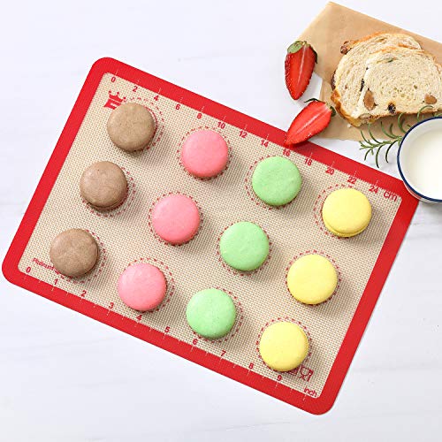 GUANCI Silicone Baking Mat Set of 4, 2 Medium 16.5"x11.6", 1 Small 11.8"x8.4", 1 Piece 9" Round, All Mats 0.7mm Thick, Food Grade Non-Stick Reusable Baking Mats for Pizza, Bread, Pastry, Macarons - Image 3