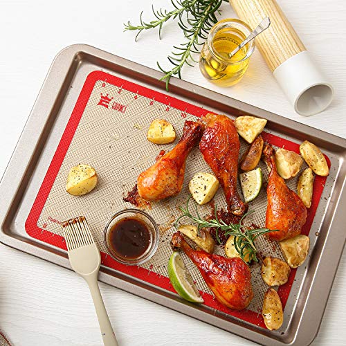 GUANCI Silicone Baking Mat Set of 4, 2 Medium 16.5"x11.6", 1 Small 11.8"x8.4", 1 Piece 9" Round, All Mats 0.7mm Thick, Food Grade Non-Stick Reusable Baking Mats for Pizza, Bread, Pastry, Macarons - Image 4