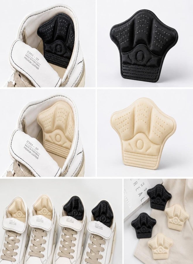 MANIBAM IMPEX Heel Grips for Shoes, 4 Pair (2 Pair Black & 2 Pair Beige) | Soft Silicone, Self-Adhesive Anti-Slip, Prevent Heel Pain and Blisters - Image 2