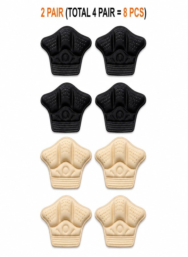 MANIBAM IMPEX Heel Grips for Shoes, 4 Pair (2 Pair Black & 2 Pair Beige) | Soft Silicone, Self-Adhesive Anti-Slip, Prevent Heel Pain and Blisters - Image 4