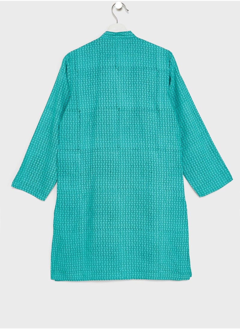 Fabindia - Youth Printed A-Line Long Kurta - Image 1