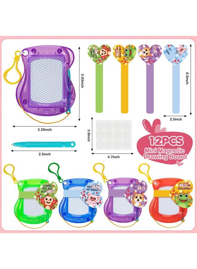 V-Opitos Valentines Cards for Kids Classroom, 12 Pack Magnetic Drawing Board with Valentine Cards, Valentine Day Party Favors for Boys Girls, Ideal Exchange Cards for School - Image 2