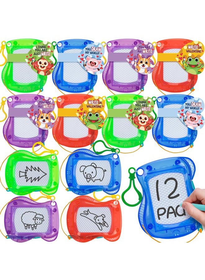 V-Opitos Valentines Cards for Kids Classroom, 12 Pack Magnetic Drawing Board with Valentine Cards, Valentine Day Party Favors for Boys Girls, Ideal Exchange Cards for School - Image 1