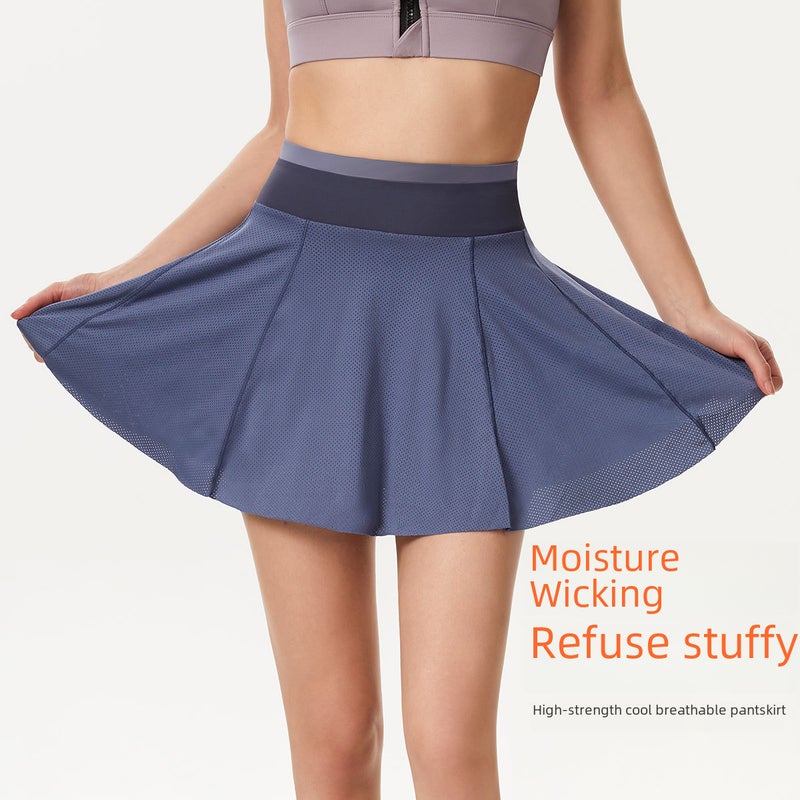 Generic Sports Skirt Fake Two-piece Anti-glare Womens Tennis Skirt Running Quick-drying Fitness Skirt Inner Pocket Yoga Shorts Sport Blue  - Image 5