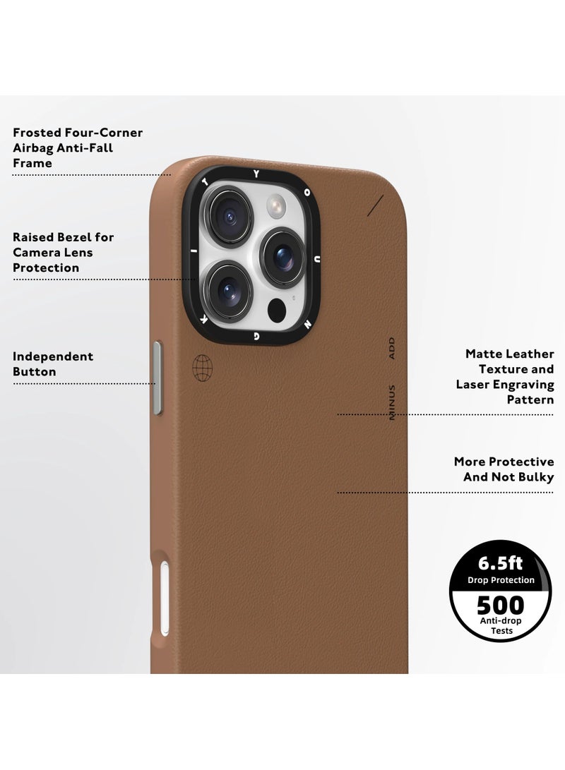 يونج كيت جراب جلدي بسيط غير لامع لهاتف iPhone 16 Pro - فخامة بسيطة، نسيج محفور بالليزر، لمسة نهائية مقاومة للتلطيخ، وحماية كاملة من الصدمات بزاوية 360 درجة - Image 3