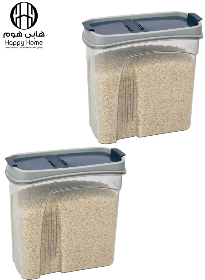 Happy Home 2Pcs Food Storage Container with Dual Openings – Airtight Reusable Transparent Food Box Made of Food-Grade Plastic – Ideal for Storing Grains, Spices, and Snacks 1.7L - Image 1