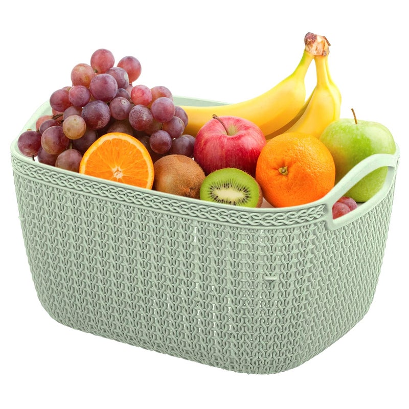 Kuber Industries Heart Home Q-5 Designer Plastic Storage Basket For Store Fruits, Vegetables, Magazines, Cosmetics, Stationary Pack of 3 (Green)-50HH01626 - Image 3