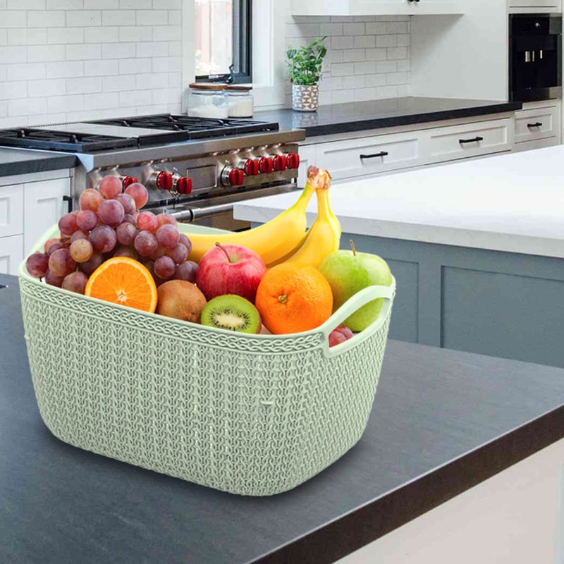 Kuber Industries Heart Home Q-5 Designer Plastic Storage Basket For Store Fruits, Vegetables, Magazines, Cosmetics, Stationary Pack of 3 (Green)-50HH01626 - Image 4