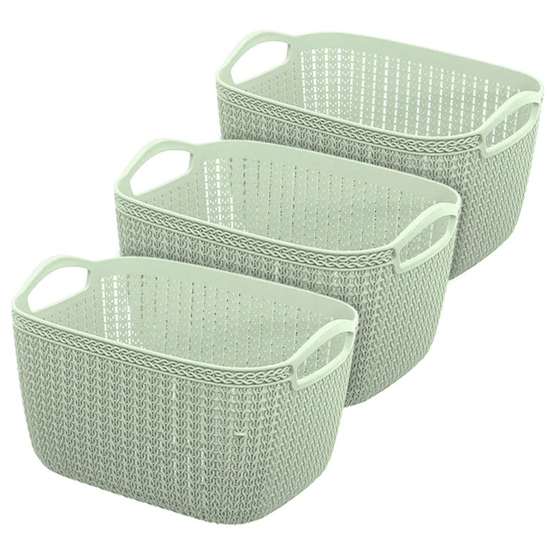 Kuber Industries Heart Home Q-5 Designer Plastic Storage Basket For Store Fruits, Vegetables, Magazines, Cosmetics, Stationary Pack of 3 (Green)-50HH01626 - Image 1