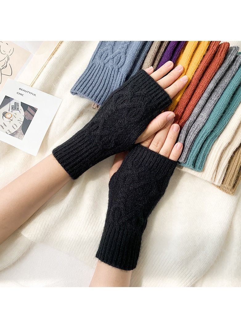 Loquat Fingerless Knitting Cotton Polyester Gloves Sleeves 