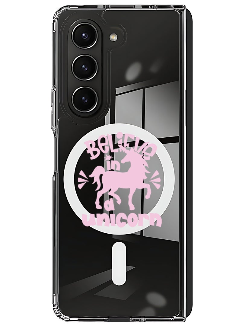 Theodor Magnetic Case for Samsung Galaxy Z Fold 6 Compatible with MagSafe Wireless Charging, Shockproof Phone Bumper Cover Believe in unicorn - Image 1