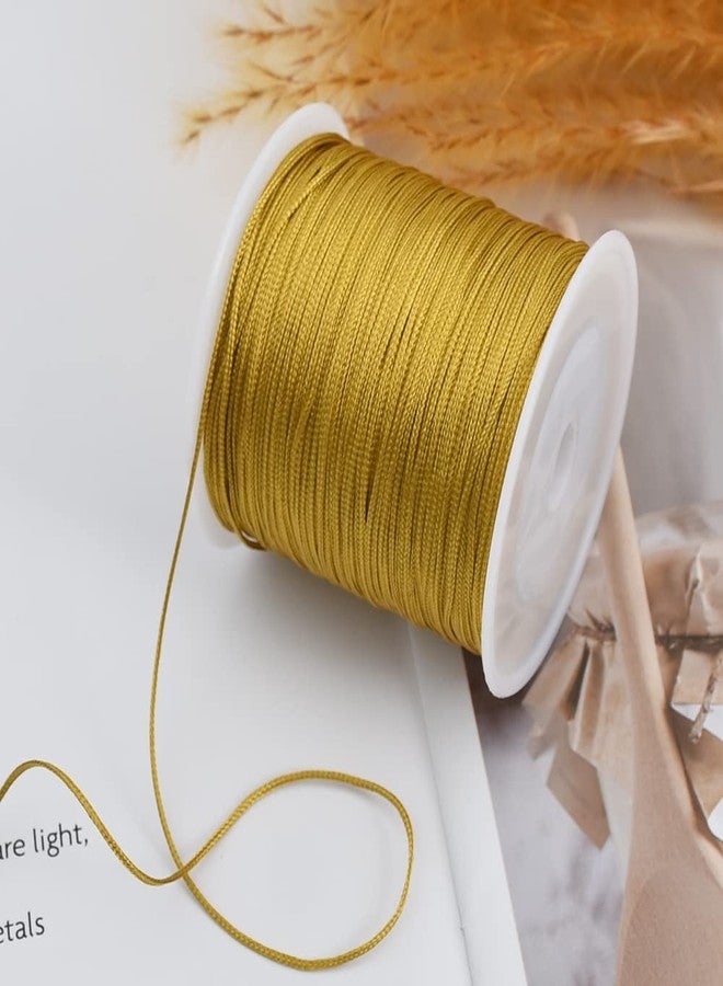TONIFUL 1mm x 100 Yards Gold Nylon Cord Satin String for Bracelet Jewelry Making Rattail Macrame Trim Cord Necklace Bulk Beading Thread Kumihimo Chinese Knot Craft - Image 5