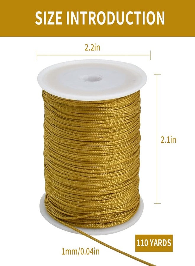 TONIFUL 1mm x 100 Yards Gold Nylon Cord Satin String for Bracelet Jewelry Making Rattail Macrame Trim Cord Necklace Bulk Beading Thread Kumihimo Chinese Knot Craft - Image 2