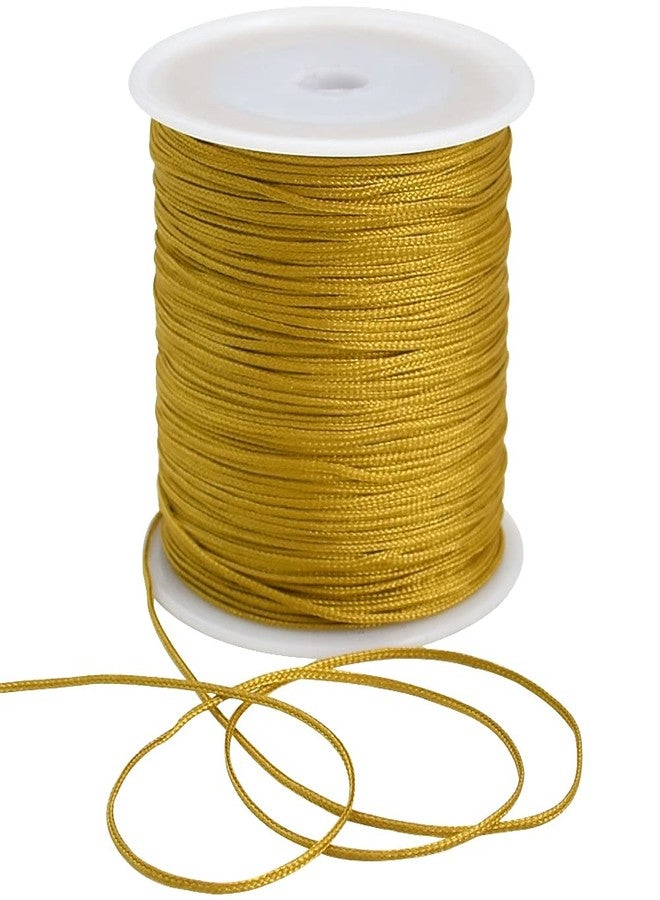 TONIFUL 1mm x 100 Yards Gold Nylon Cord Satin String for Bracelet Jewelry Making Rattail Macrame Trim Cord Necklace Bulk Beading Thread Kumihimo Chinese Knot Craft - Image 1