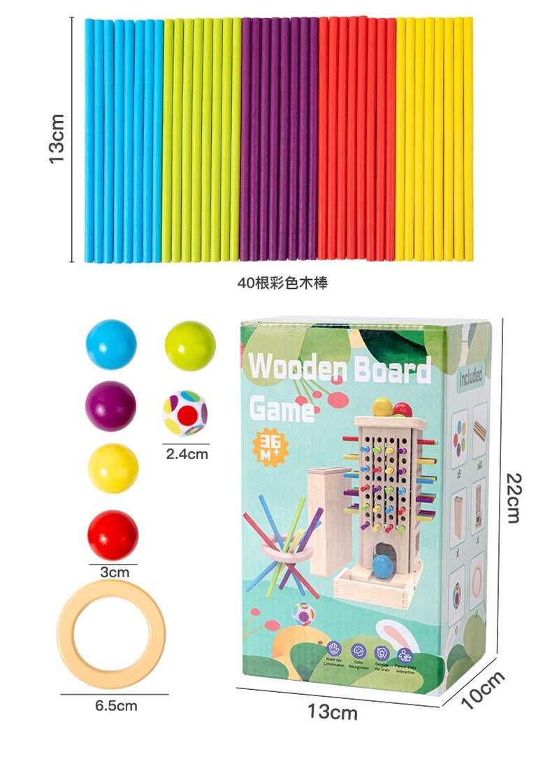 Capstro Wooden Stick Drop Wooden Board Game | Montessori Fine Motor Skill & Hand-Eye Coordination Learning Toy with Counting Blocks & Color Recognition for Toddlers 3+ – Three-in-One Stick Game - Image 4