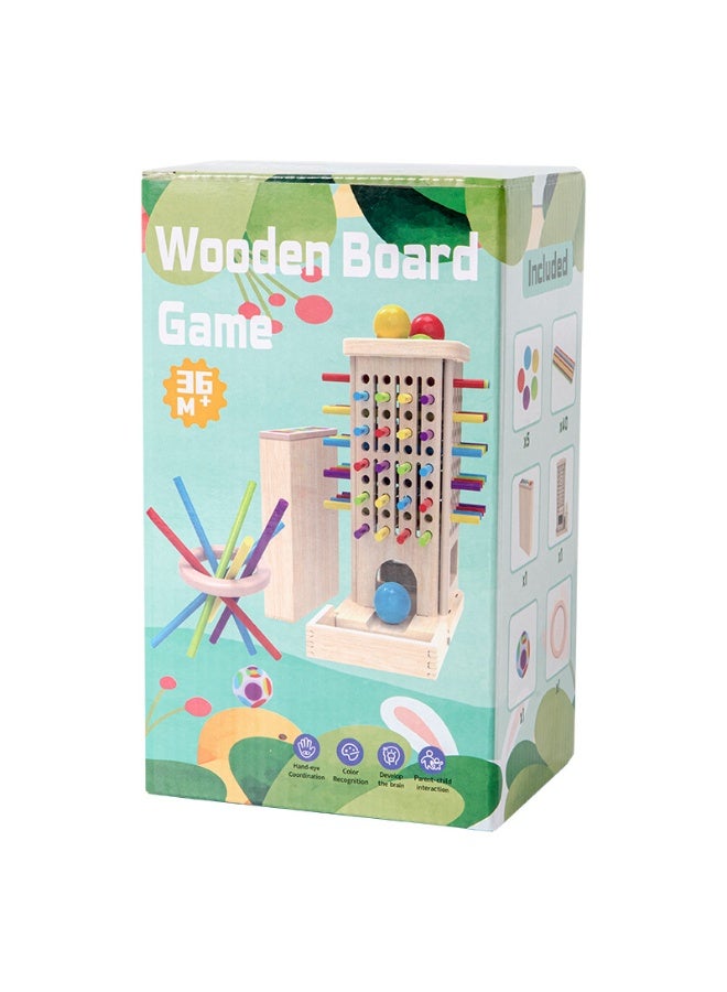 Capstro Wooden Stick Drop Wooden Board Game | Montessori Fine Motor Skill & Hand-Eye Coordination Learning Toy with Counting Blocks & Color Recognition for Toddlers 3+ – Three-in-One Stick Game - Image 1