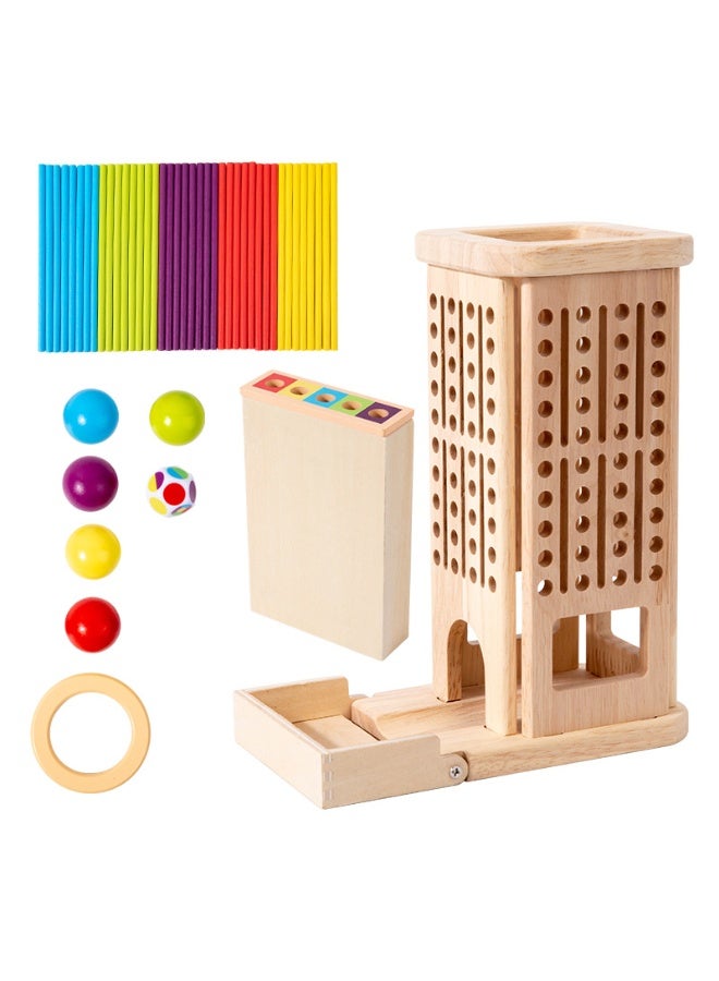 Capstro Wooden Stick Drop Wooden Board Game | Montessori Fine Motor Skill & Hand-Eye Coordination Learning Toy with Counting Blocks & Color Recognition for Toddlers 3+ – Three-in-One Stick Game - Image 5